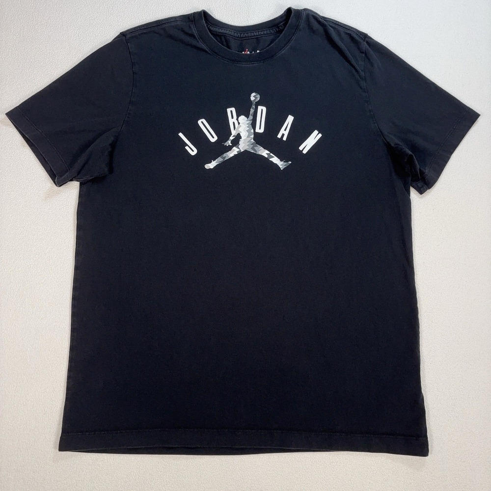 Jordan Flight MVP T-Shirt Men's L Black 100% Cotton Jumpman Spellout *READ*
